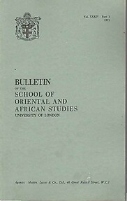 Bulletin of The School of Oriental and African Studies XXXIV Part 1 (1971)
