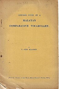 A Comparative Vocabulary of Malayan Dialects & Further Notes - CO Blagden