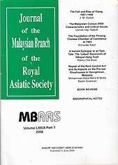 Malaysian Branch of the Royal Asiatic Society Journal - Volume LXXIX Part 1 2006