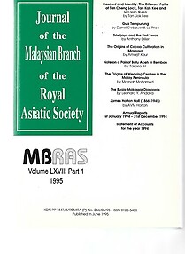 Malaysian Branch of the Royal Asiatic Society Journal - Volume LXVIII Part 1 1995