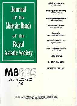Malaysian Branch of the Royal Asiatic Society Journal - Volume LXX Part 2 1997