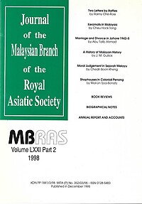 Malaysian Branch of the Royal Asiatic Society Journal - Volume LXXI Part 2 1998
