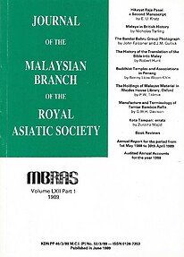 Malaysian Branch of the Royal Asiatic Society Journal - Volume LXII Part 1 1989