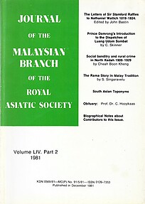 Malaysian Branch of the Royal Asiatic Society Journal - Volume LIV Part 2 1981