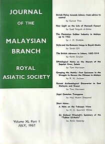 Malaysian Branch of the Royal Asiatic Society Journal - Volume XL Part 1 1967