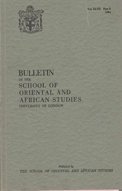 Bulletin of The School of Oriental and African Studies XLVII Part 3 (1984)