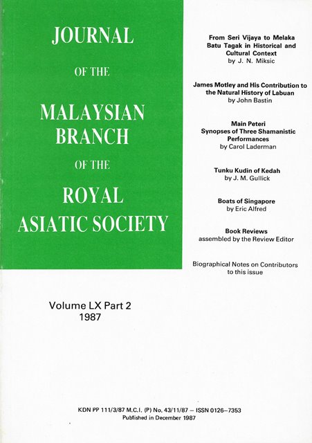 Malaysian Branch of the Royal Asiatic Society Journal - Volume LX Part 2 1987