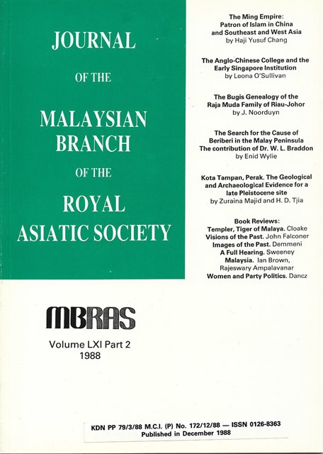 Malaysian Branch of the Royal Asiatic Society Journal - Volume LXI Part 2 1988