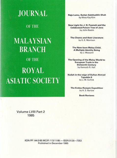 Malaysian Branch of the Royal Asiatic Society Journal - Volume LVIII Part 2 1985
